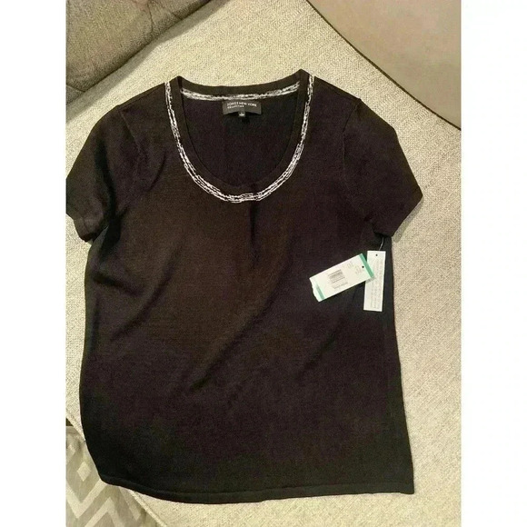 NWT JONES NEW YORK COLLECTION SZ L Rayon/Nylon Pretty Black Pullover Sweater - Picture 1 of 7